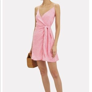 Rails Malia Linen Blend Wrap Mini Dress In Pink Gingham Size XS NWT